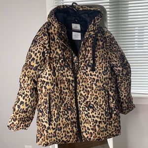 Gap hooded print puffer coat xs